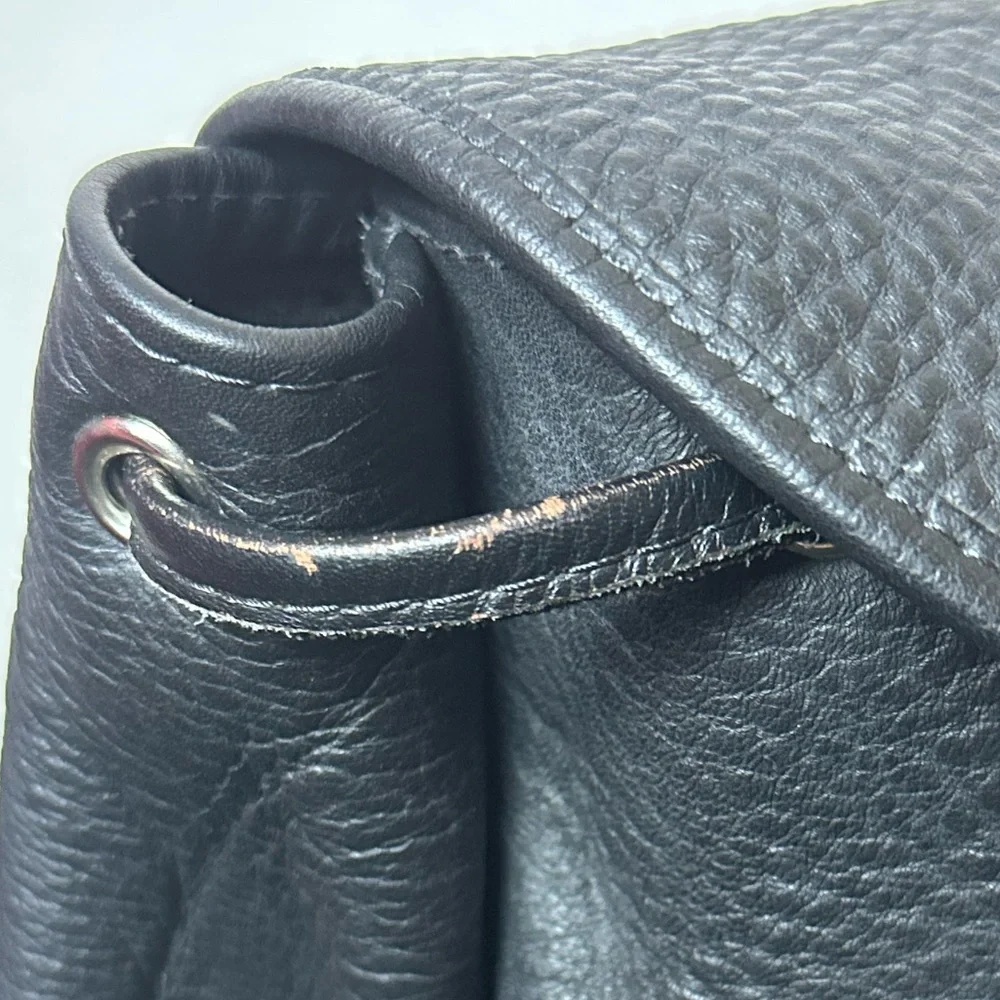 ❗️Mid Size Heavy Duty Black Leather Biker Buckle Backpack - Picture 5 of 16